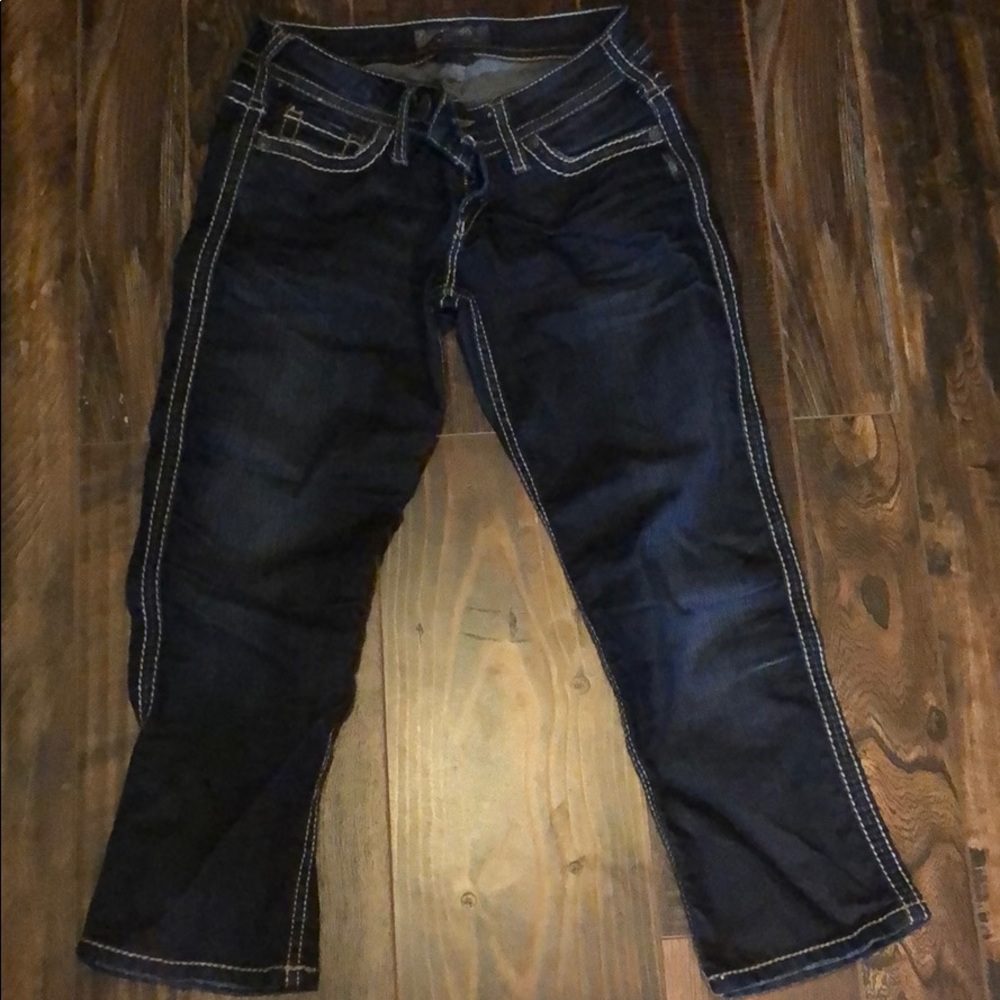 Silver denim capris
